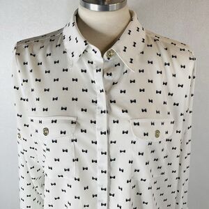 Karl Lagerfeld sz M White Button Up Shirt Black Bow Ties